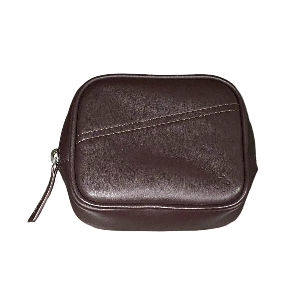WANT les Essentiels - Small brown leather unisex zippered pouch w/ 2 tone zip